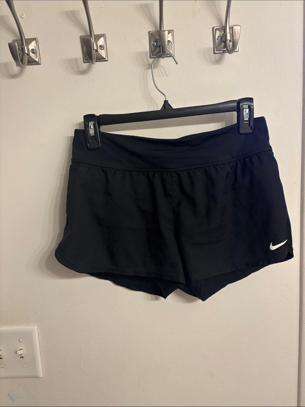 Nike Black Women's Athletic Shorts with White Swoosh